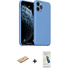 Cepte Toptan iPhone 11 Pro Max Ahenk Serisi - Şeffaf Pasifik Cam Ekran Koruyucu + Pembe Renkli Kamera Lens Koruma Cam
