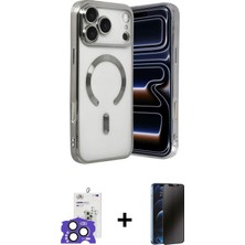 Cepte Toptan iPhone 17 Pro Max Nova Işık Özel Seri - Siyah 3D Antistatik Hayalet Cam Ekran Koruyucu + Natural Grey Bilvis Titan Kamera Lens