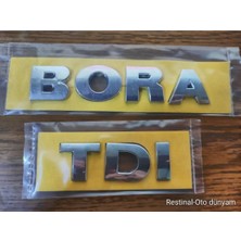 Restinal Vw Bora Bagaj Yazı + Tdi Bagaj Yazısı 1999 - 2006 1.9 Krom Arka Bagaj Yazısı Set