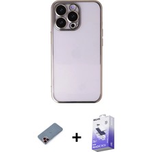 iPhone 13 Pro Max Vadi Minimal - Siyah Bilvis 5in1 5d Magic Hayalet Cam Ekran Koruyucu + Kırmızı Metal Kamera Lens Koruma Cam