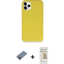 Cepte Toptan iPhone 11 Pro Zirve Modern Özel Seri - Siyah Mat Seramik Nano Ekran Koruyucu + Kırmızı Metal Kamera Lens Koruma Cam