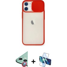 Cepte Toptan iPhone 11 Vadi Çizgi - Siyah 3D Antistatik Seramik Nano Ekran Koruyucu + Kırmızı Raze Metal Kamera Lens