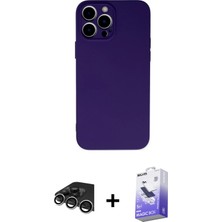 Cepte Toptan iPhone 13 Pro Max Ahenk Serisi - Siyah Bilvis 5in1 5d Magic Hayalet Cam Ekran Koruyucu + Gümüş Raze Metal Kamera Lens