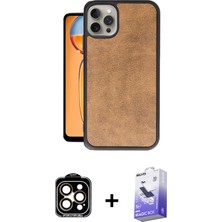 Cepte Toptan iPhone 15 Pro Max Kıvılcım Işık Serisi - Siyah Bilvis 5in1 5d Magic Hayalet Cam Ekran Koruyucu + Turuncu Pvd Metal Kamera Lens