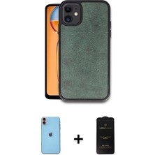 Cepte Toptan iPhone 11 Kıvılcım Işık Serisi - Siyah 6d Antistatik Mat Seramik Hayalet Nano Ekran Koruyucu + Turuncu Neon Fosforlu Kamera Lens