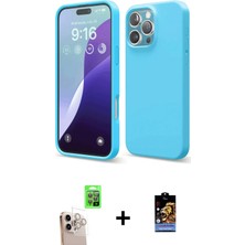 Cepte Toptan iPhone 16 Pro Max Ahenk Serisi - Siyah Buffer Hayalet Cam Ekran Koruyucu + Natural Grey Raze Metal Kamera Lens