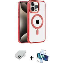 Cepte Toptan iPhone 14 Pro Max Eksen Form Koleksiyonu - Siyah 3D Antistatik Cam Ekran Koruyucu + Gümüş Band Metal Kamera Lens