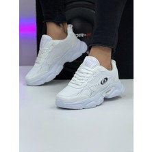 Mayback Erkek Beyaz Su Geçirmez Bağcıklı Kalın Konforlu Taban Günlük Sneaker Spor Ayakkabı
