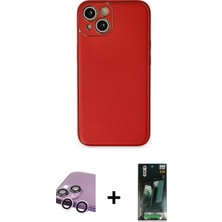 Cepte Toptan iPhone 14 Plus Yadigar Klasik - Siyah 360 Mat Full Body Arka Koruyucu + Mor Raze Metal Kamera Lens