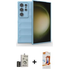 Cepte Toptan Galaxy S24 Ultra Atlas Koleksiyonu - Siyah Autokit 5in1 Fiber Polymer Nano Ekran Koruyucu + Gold Bilvis Titan Kamera Lens