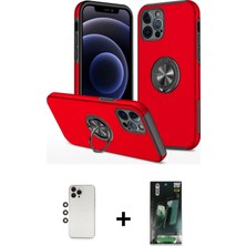 Cepte Toptan iPhone 12 Pro Max Odak Form Prime - Siyah 360 Mat Full Body Arka Koruyucu + Gökkuşağı Shine Kamera Lens