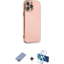 Cepte Toptan iPhone 13 Pro Yankı Serisi - Siyah 3D Antistatik Seramik Nano Ekran Koruyucu + Koyu Yeşil Metal Kamera Lens Koruma Cam