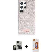 Cepte Toptan Galaxy S24 Ultra Vadi Klasik Serisi - Siyah Autokit 5in1 Fiber Polymer Nano Ekran Koruyucu + Gold Pvd Metal Kamera Lens