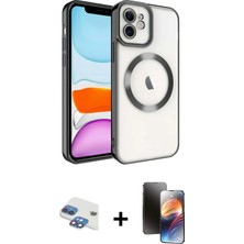 Cepte Toptan iPhone 11 Nova Işık Özel Seri - Siyah 3D Antistatik Mat Seramik Nano Ekran Koruyucu + Gökkuşağı Pers Alüminyum Kamera Lens