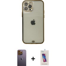 iPhone 12 Pro Max Eksen Minimal Koleksiyonu - Siyah Joko 5d Cam + Sarı Neon Fosforlu Kamera Lens