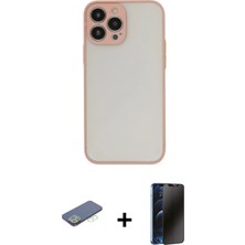 iPhone 13 Pro Max Ahenk Çizgi Serisi - Siyah 3D Antistatik Hayalet Cam Ekran Koruyucu + Yeşil Renkli Kamera Lens Koruma Cam