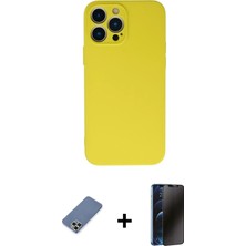 Cepte Toptan iPhone 13 Pro Max Ahenk Serisi - Siyah 3D Antistatik Hayalet Cam Ekran Koruyucu + Açık Yeşil Metal Kamera Lens Koruma Cam
