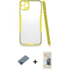 Cepte Toptan iPhone 11 Pro Max Atlas Asil Serisi - Siyah 6d Mat Seramik Hayalet Nano Ekran Koruyucu + Mavi Metal Kamera Lens Koruma Cam