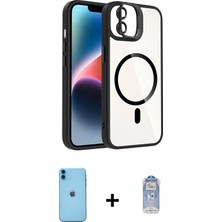 iPhone 11 Yadigar Asil Koleksiyonu - Siyah Joko Magic 5d Cam + Mavi Neon Fosforlu Kamera Lens