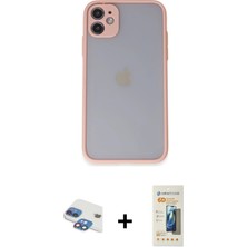 iPhone 11 Ahenk Çizgi Serisi - Siyah 6d Mat Seramik Hayalet Nano Ekran Koruyucu + Gökkuşağı Pers Alüminyum Kamera Lens