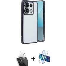 Cepte Toptan Redmi Note 13 Pro 5g Vadi Minimal - Siyah 3D Antistatik Seramik Nano Ekran Koruyucu + Şeffaf Kamera Lens Koruma Cam