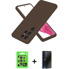 Cepte Toptan Galaxy S25 Ultra Kozmos Yansıma Özel Seri - Siyah 3D Antistatik Hayalet Cam Ekran Koruyucu + Natural Grey Raze Metal Kamera Lens