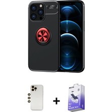 iPhone 13 Pro Max Yankı Form Prime - Siyah Bilvis 5in1 5d Magic Hayalet Cam Ekran Koruyucu + Gold Shine Kamera Lens