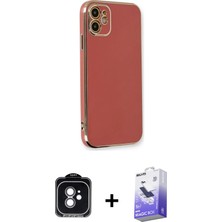 iPhone 11 Yankı Serisi - Siyah Bilvis 5in1 5d Magic Hayalet Cam Ekran Koruyucu + Yeşil Pvd Metal Kamera Lens