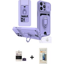 Cepte Toptan iPhone 14 Pro Max Vadi Form Prime - Siyah 6d Mat Seramik Hayalet Nano Ekran Koruyucu + Derin Mor Bilvis Titan Kamera Lens