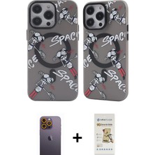 iPhone 12 Pro Max Nova Doku Koleksiyonu - Siyah Mat Seramik Nano Ekran Koruyucu + Sarı Neon Fosforlu Kamera Lens