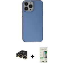 Cepte Toptan iPhone 14 Pro Zirve Doku Koleksiyonu - Siyah 20D Premium Cam Ekran Koruyucu + Gold Raze Metal Kamera Lens