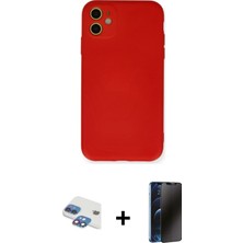 Cepte Toptan iPhone 11 Ahenk Serisi - Siyah 3D Antistatik Hayalet Cam Ekran Koruyucu + Gökkuşağı Pers Alüminyum Kamera Lens