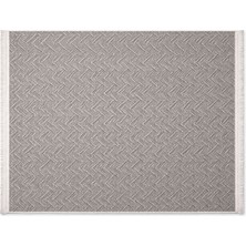 Şekerci Tekstil Sisal Görünümlü Polyester Kilim Gri Zigzag Desen Kaymaz Taban Robot Süpürgeye Uyumlu Modern Halı