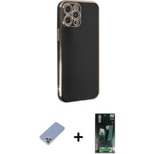 Cepte Toptan iPhone 12 Pro Yankı Serisi - Siyah 360 Mat Full Body Arka Koruyucu + Koyu Yeşil Metal Kamera Lens Koruma Cam