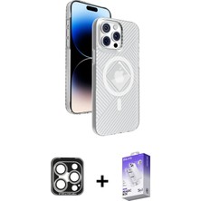 iPhone 15 Pro Max Nova Modern Prime - Siyah Bilvis 5in1 3D Magic Cam Ekran Koruyucu + Gümüş Pvd Metal Kamera Lens