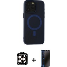 Cepte Toptan iPhone 15 Pro Max Yadigar Işık - Siyah 3D Antistatik Hayalet Cam Ekran Koruyucu + Turuncu Pvd Metal Kamera Lens