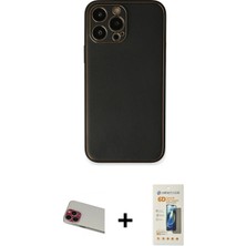 iPhone 13 Pro Max Yadigar Klasik - Siyah 6d Mat Seramik Hayalet Nano Ekran Koruyucu + Kırmızı Rainbow Kamera Lens Koruma Cam