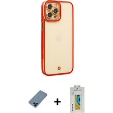 Cepte Toptan iPhone 12 Pro Çekirdek Klasik Serisi - Siyah Polymer Nano Ekran Koruyucu + Mavi Metal Kamera Lens Koruma Cam