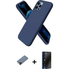 iPhone 12 Pro Kozmos Yansıma Özel Seri - Siyah 3D Antistatik Hayalet Cam Ekran Koruyucu + Siyah Shine Kamera Lens Koruma Cam