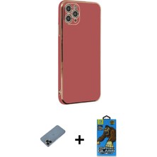 Cepte Toptan iPhone 11 Pro Max Yankı Serisi - Siyah 18D Cam Ekran Koruyucu + Siyah Shine Kamera Lens Koruma Cam