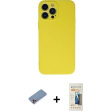 Cepte Toptan iPhone 13 Pro Max Ahenk Serisi - Siyah 6d Mat Seramik Hayalet Nano Ekran Koruyucu + Pembe Shine Kamera Lens Koruma Cam