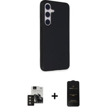 Cepte Toptan Galaxy S24 Akış Asil Koleksiyonu - Siyah 6d Antistatik Mat Seramik Hayalet Nano Ekran Koruyucu + Titan Gri Pvd Metal Kamera Lens