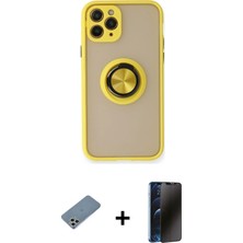 iPhone 11 Pro Max Yörünge Çizgi - Siyah 3D Antistatik Hayalet Cam Ekran Koruyucu + Gümüş Shine Kamera Lens Koruma Cam