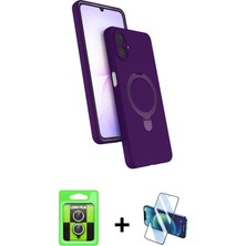 Cepte Toptan Galaxy A07 4g Iz Işık Koleksiyonu - Siyah 3D Antistatik Cam Ekran Koruyucu + Gümüş Raze Metal Kamera Lens