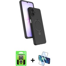 Cepte Toptan Galaxy A07 4g Iz Işık Koleksiyonu - Siyah 3D Antistatik Cam Ekran Koruyucu + Gümüş Raze Metal Kamera Lens