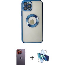 Cepte Toptan iPhone 12 Pro Pusula Form - Siyah 3D Antistatik Seramik Nano Ekran Koruyucu + Turuncu Neon Fosforlu Kamera Lens