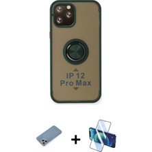 Cepte Toptan iPhone 12 Pro Yörünge Çizgi - Siyah 3D Antistatik Seramik Nano Ekran Koruyucu + Gümüş Shine Kamera Lens Koruma Cam
