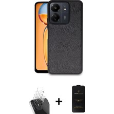 Cepte Toptan Redmi 13C Kıvılcım Işık Serisi - Siyah 6d Antistatik Mat Seramik Hayalet Nano Ekran Koruyucu + Şeffaf Kamera Lens Koruma Cam