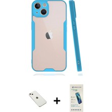 Cepte Toptan iPhone 14 Atlas Asil Serisi - Şeffaf Pasifik Cam Ekran Koruyucu + Pembe Diamond Kamera Lens