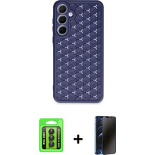 Galaxy A15 4g Zirve Form - Siyah 3D Antistatik Hayalet Cam Ekran Koruyucu + Siyah Raze Metal Kamera Lens